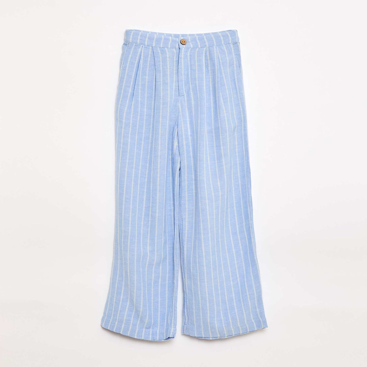 Pantalon large en lin mélangé BLEU