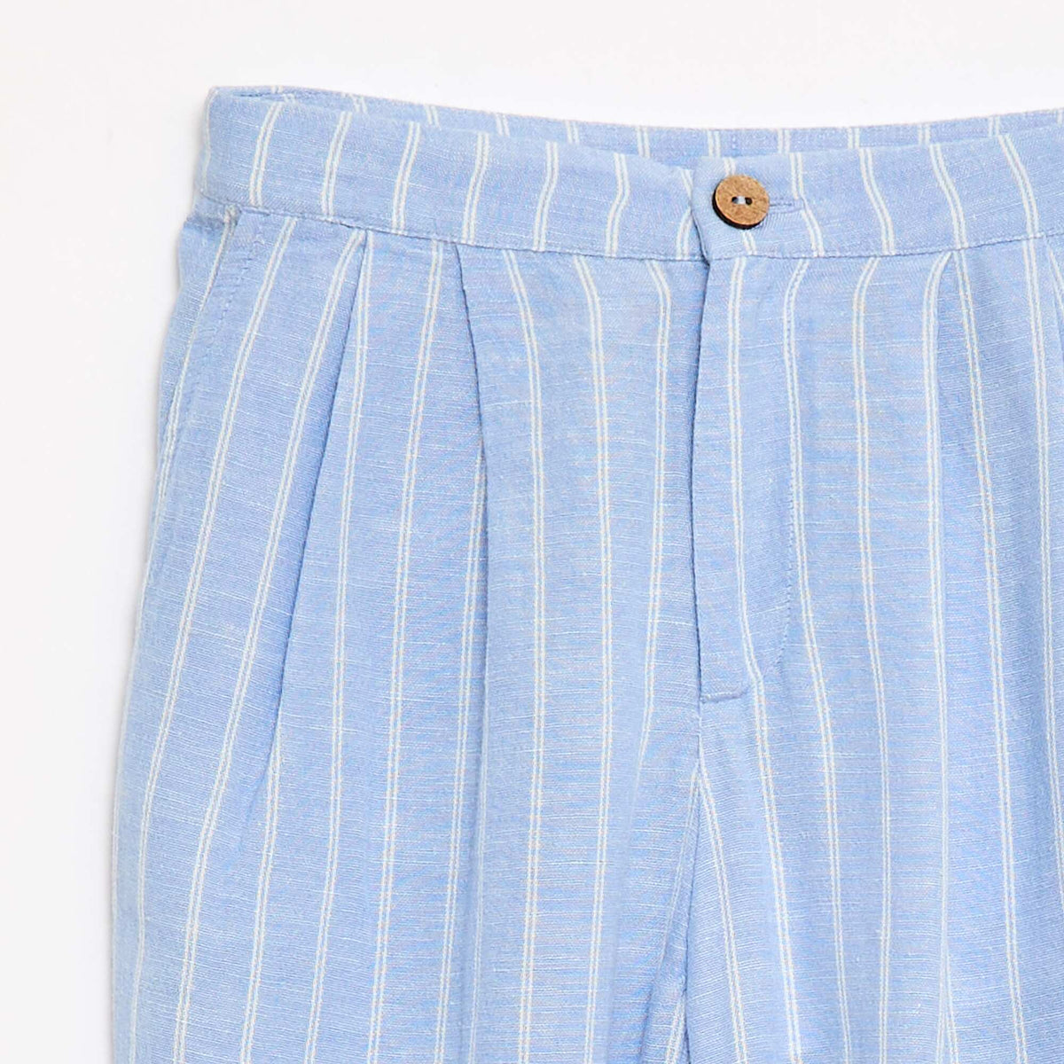 Pantalon large en lin mélangé BLEU