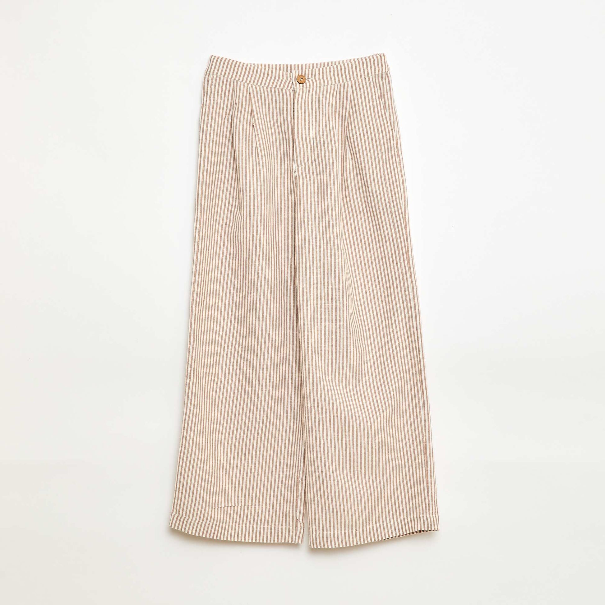 Pantalon large en lin mélangé BEIGE