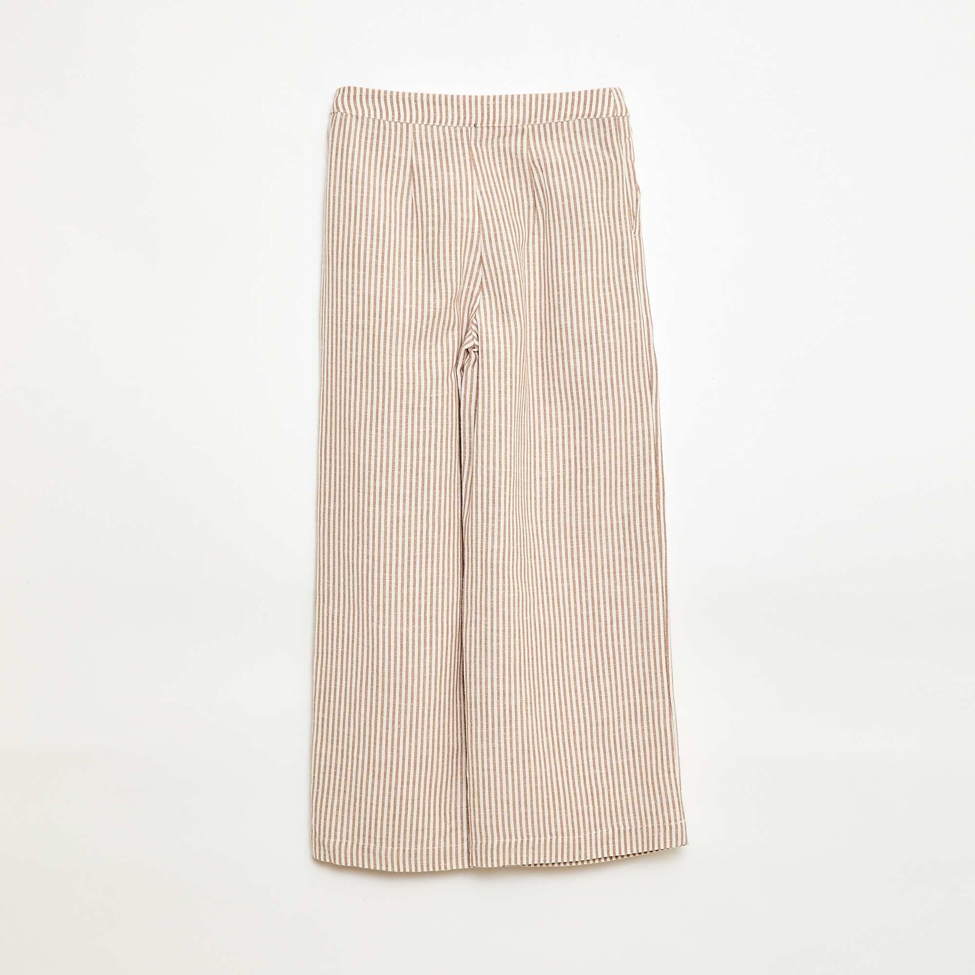 Pantalon large en lin mélangé BEIGE