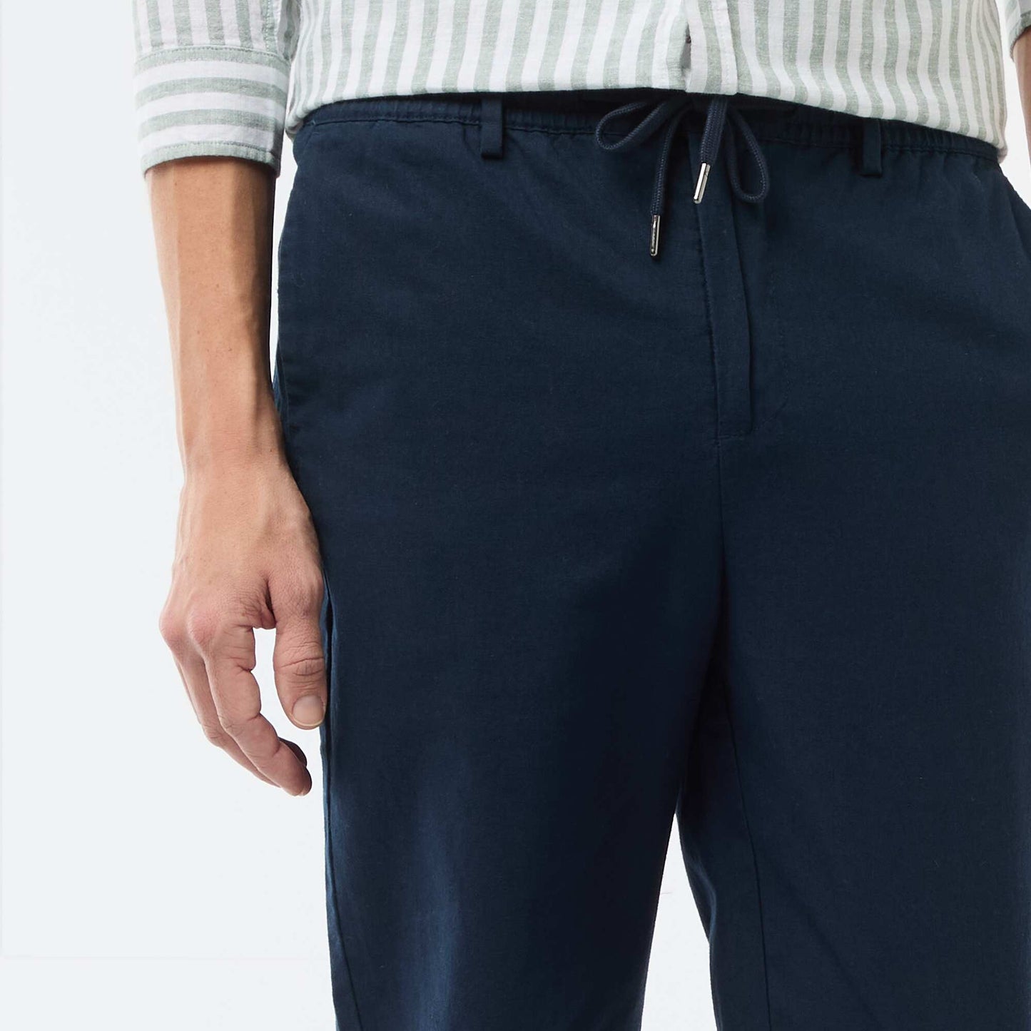 Pantalon chino regular en lin mélangé BLEU