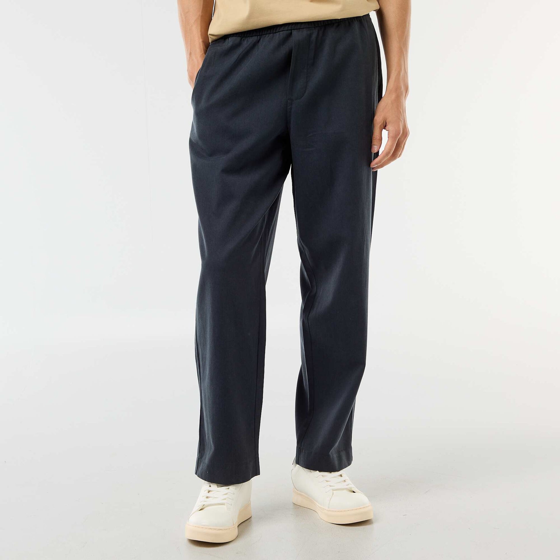 Pantalon avec ceinture élastiquée BLEU