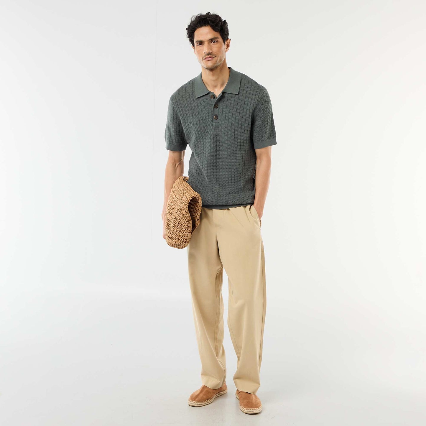 Pantalon avec ceinture élastiquée BEIGE