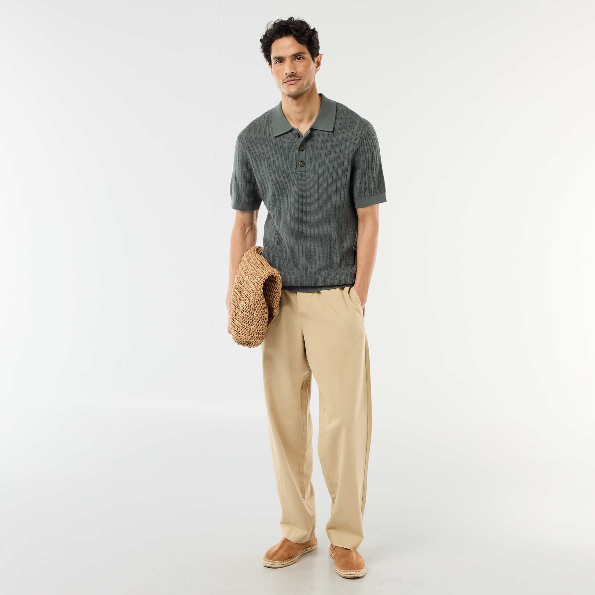 Pantalon avec ceinture élastiquée BEIGE