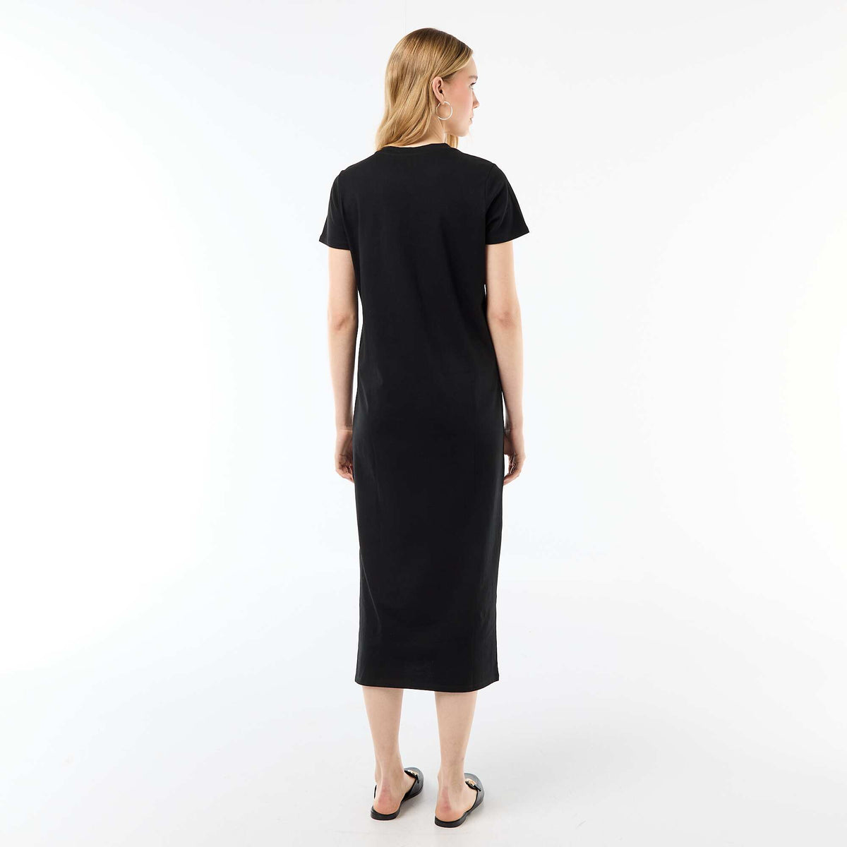 Robe longue en jersey manches courtes NOIR