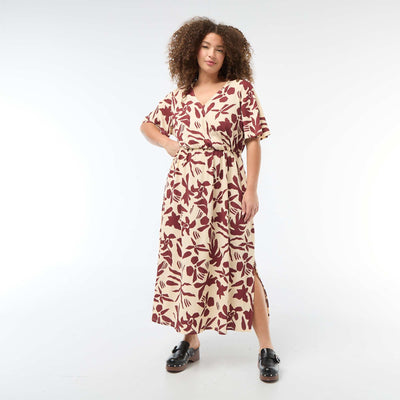 Robe longue coupe portefeuille BEIGE