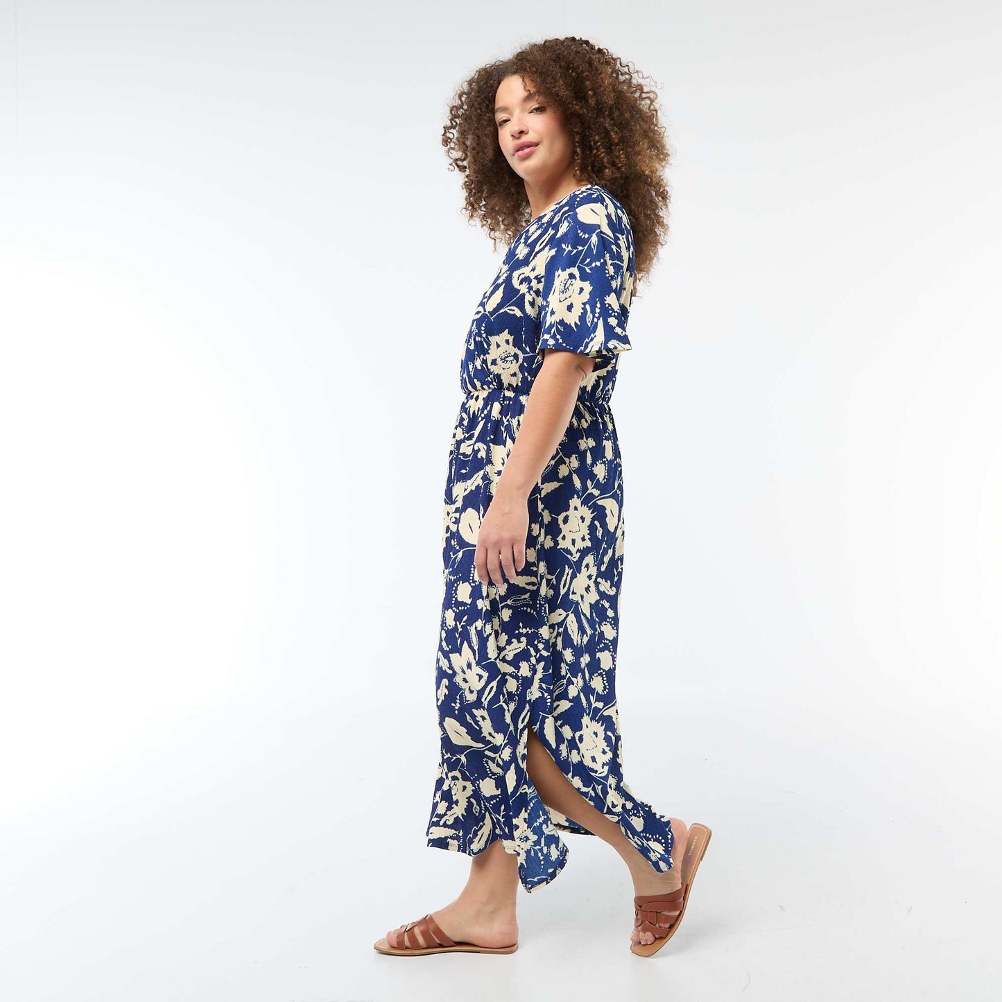Robe longue coupe portefeuille BLEU
