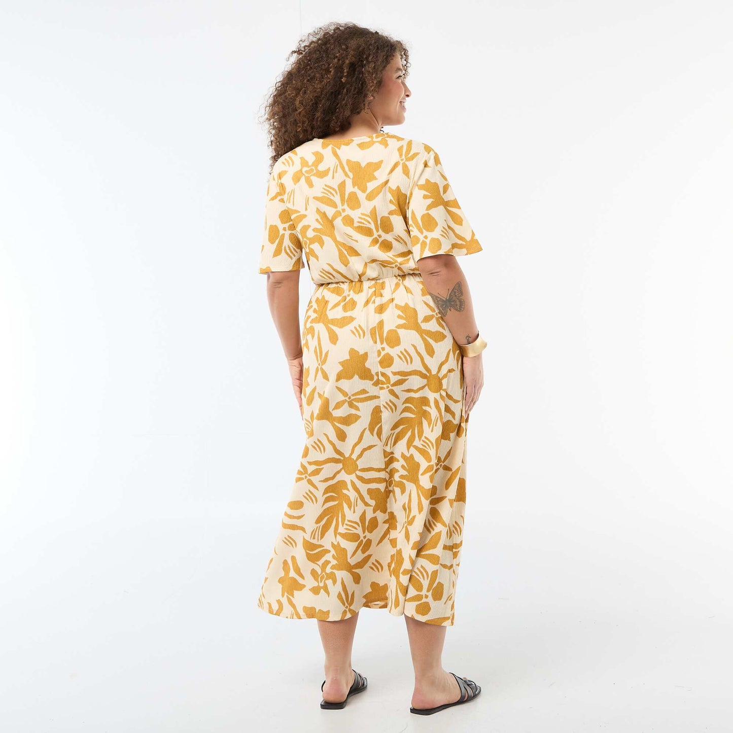 Robe longue coupe portefeuille JAUNE
