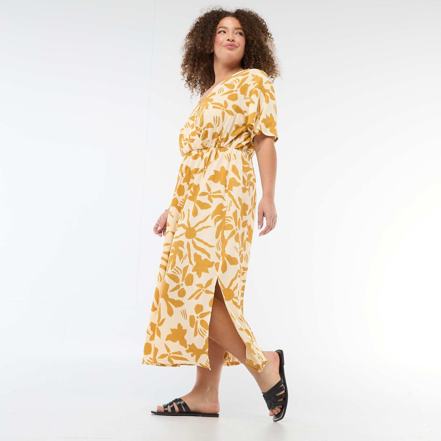 Robe longue coupe portefeuille JAUNE