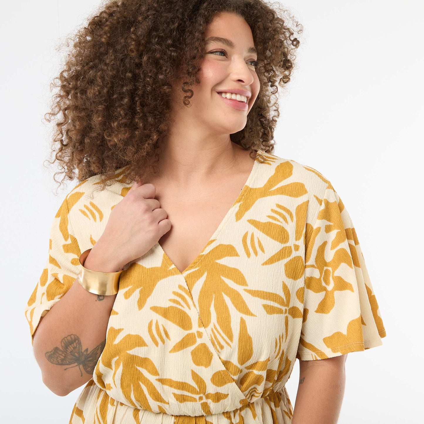 Robe longue coupe portefeuille JAUNE