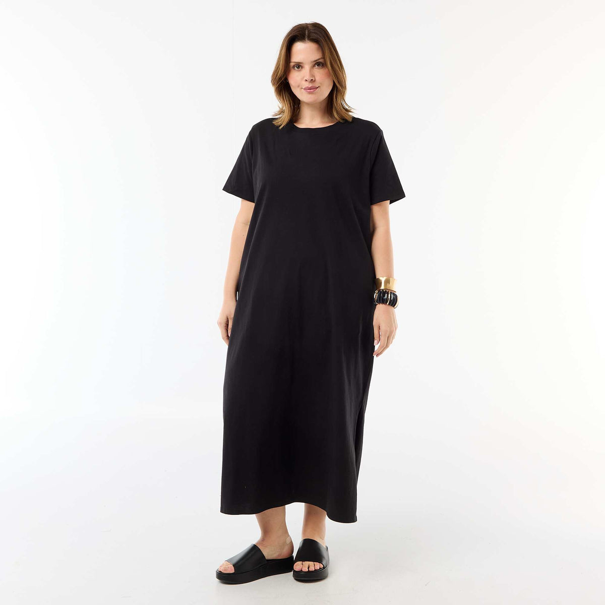 Robe t-shirt longue unie NOIR