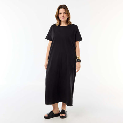 Robe t-shirt longue unie NOIR