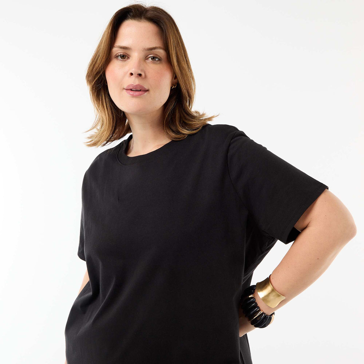 Robe t-shirt longue unie NOIR