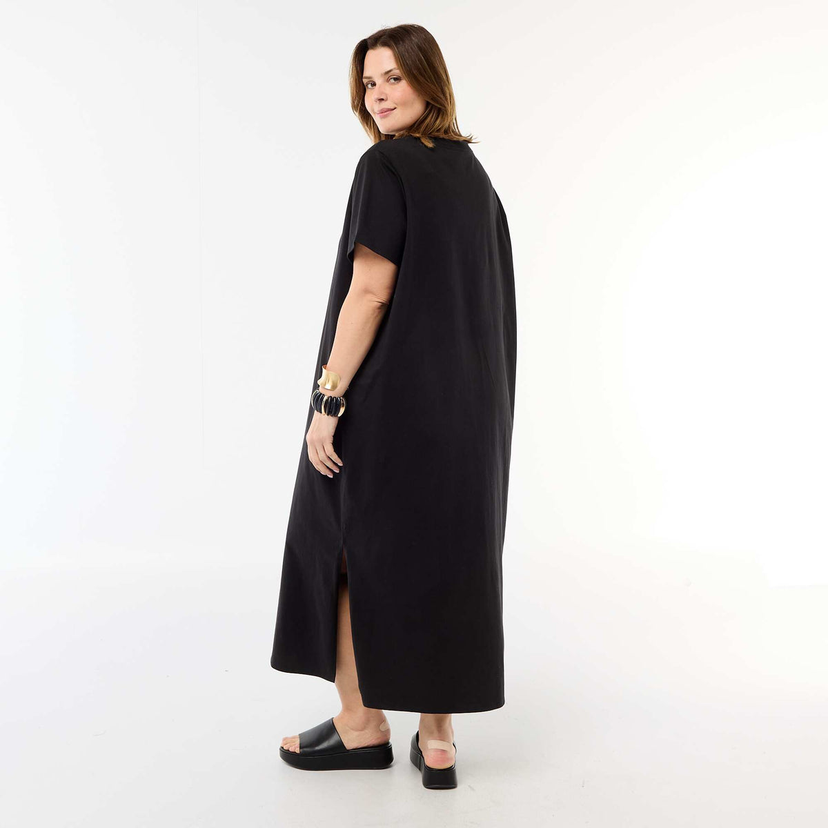 Robe t-shirt longue unie NOIR