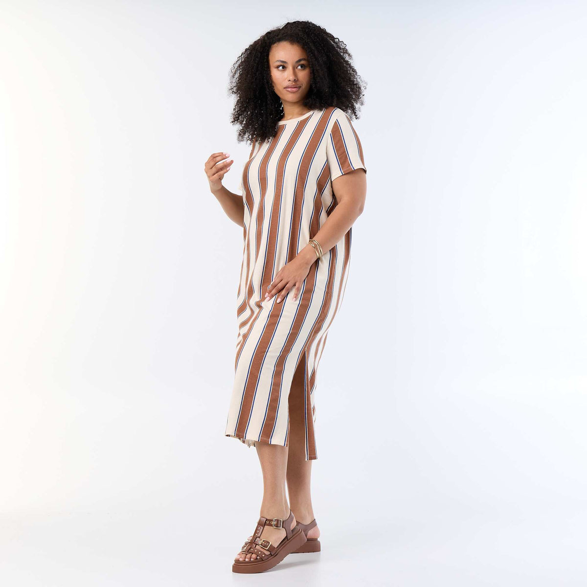 Robe t-shirt longue unie BEIGE