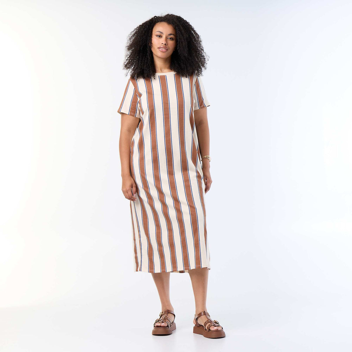 Robe t-shirt longue unie BEIGE