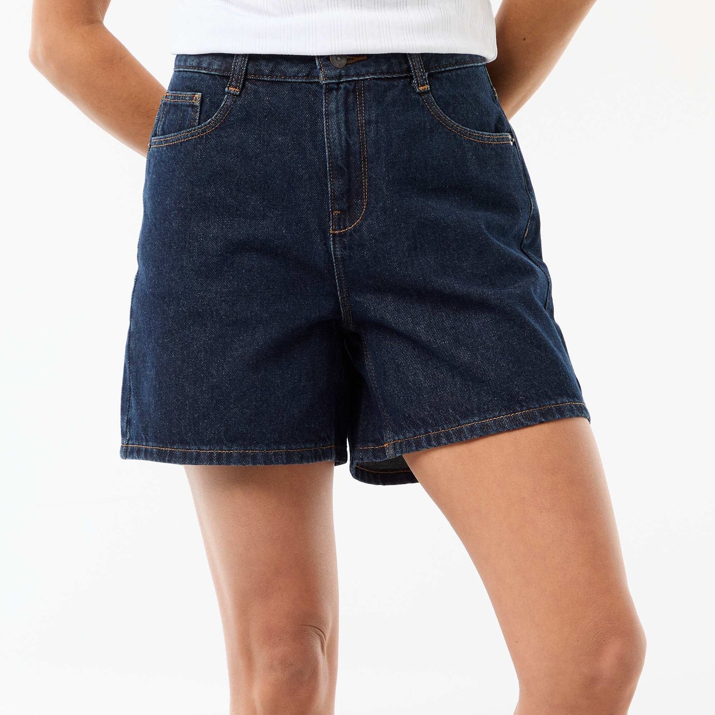 Short taille haute en jean BLEU