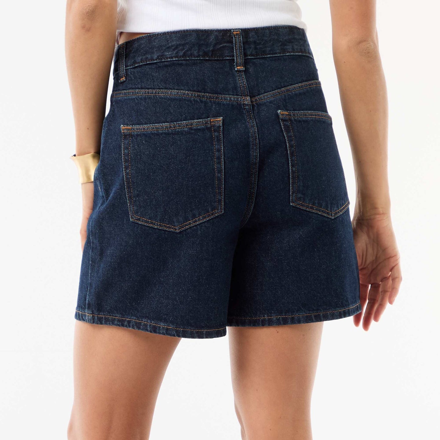 Short taille haute en jean BLEU