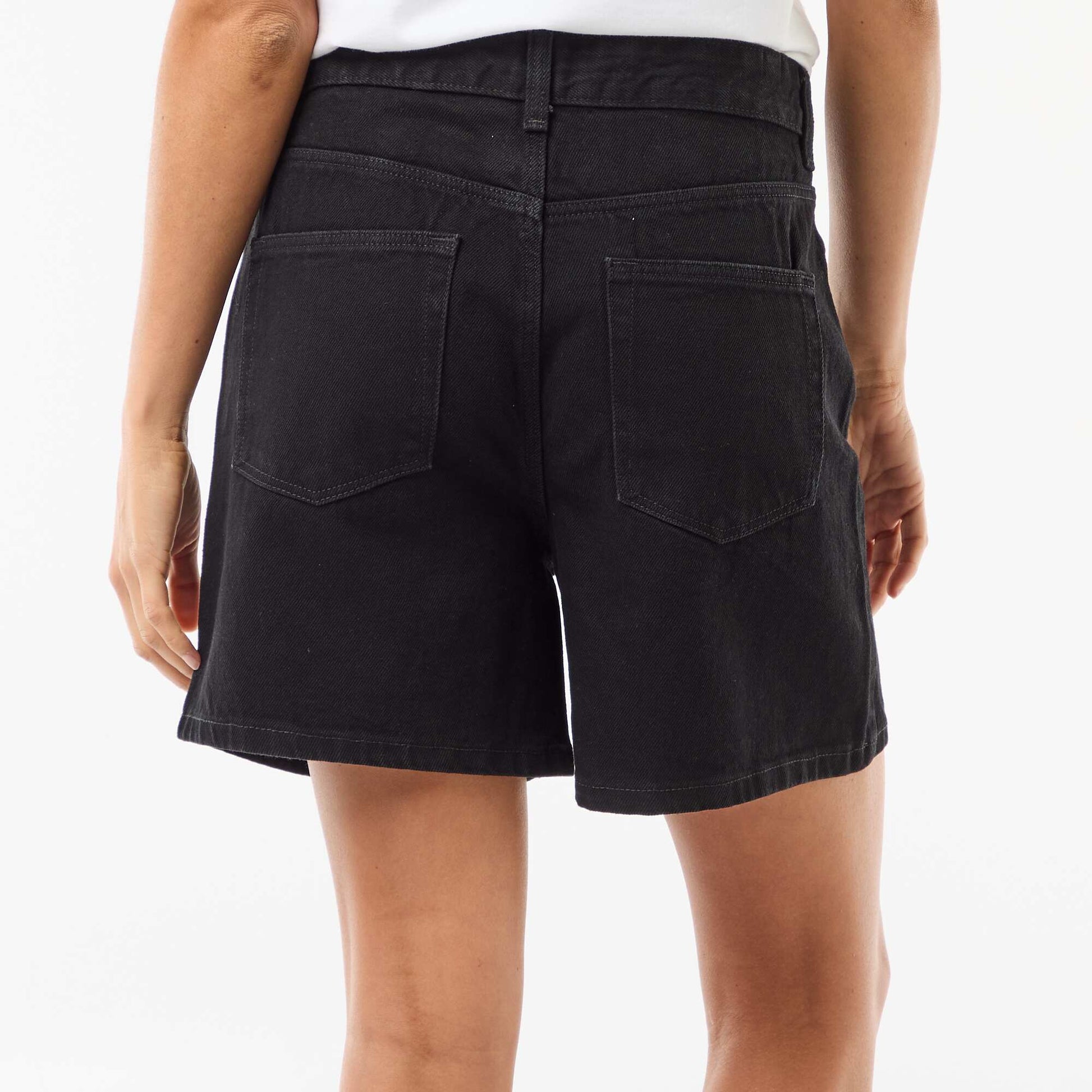 Short taille haute en jean NOIR