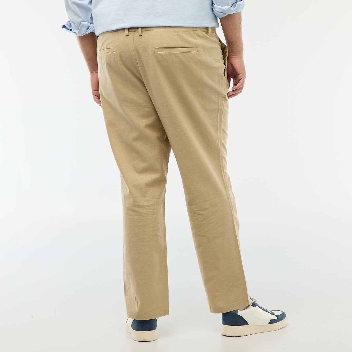 Pantalon droit en lin mélangé BEIGE