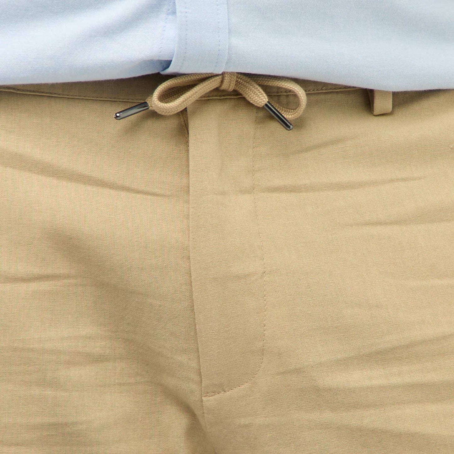 Pantalon droit en lin mélangé BEIGE