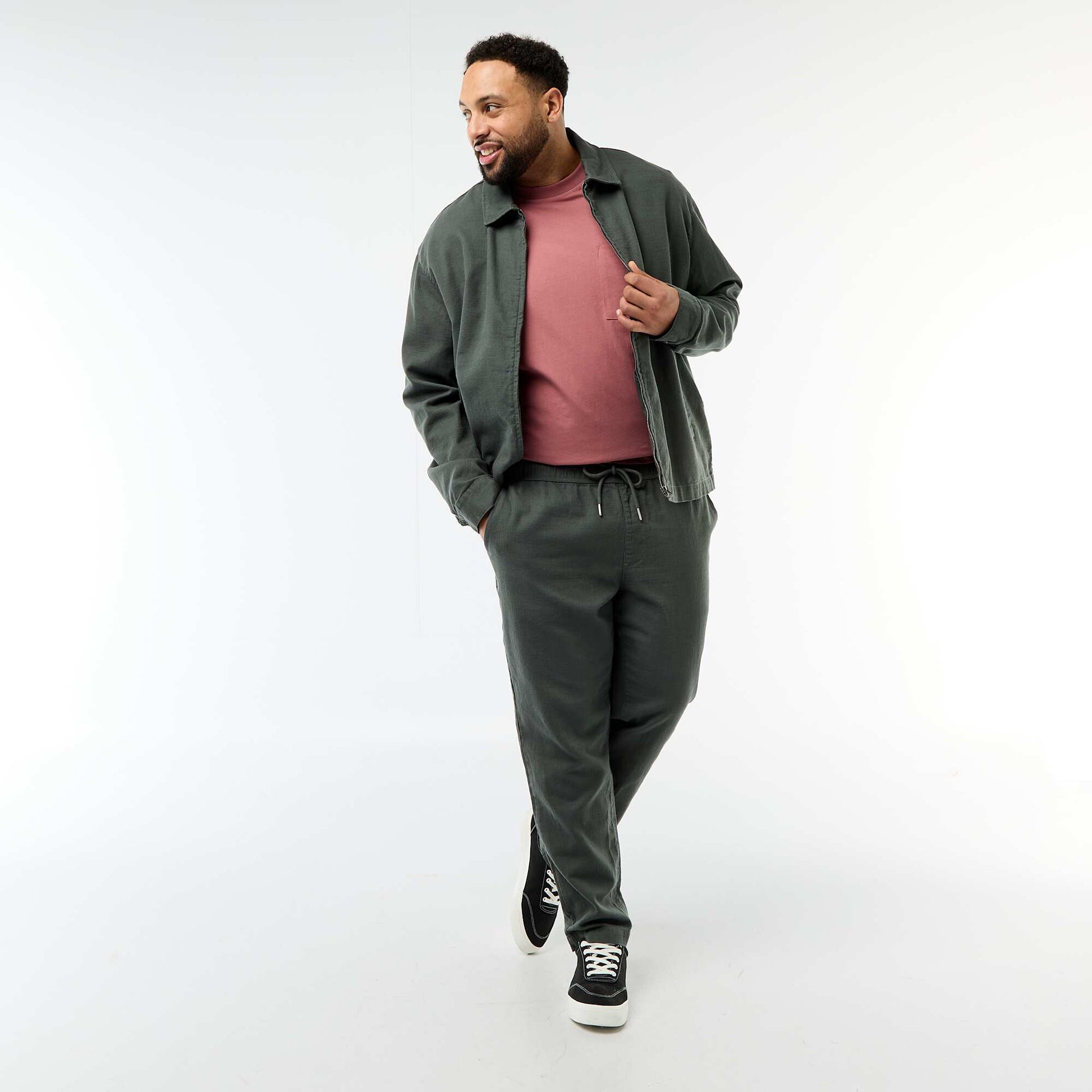 Pantalon coupe droite esprit jogpant VERT