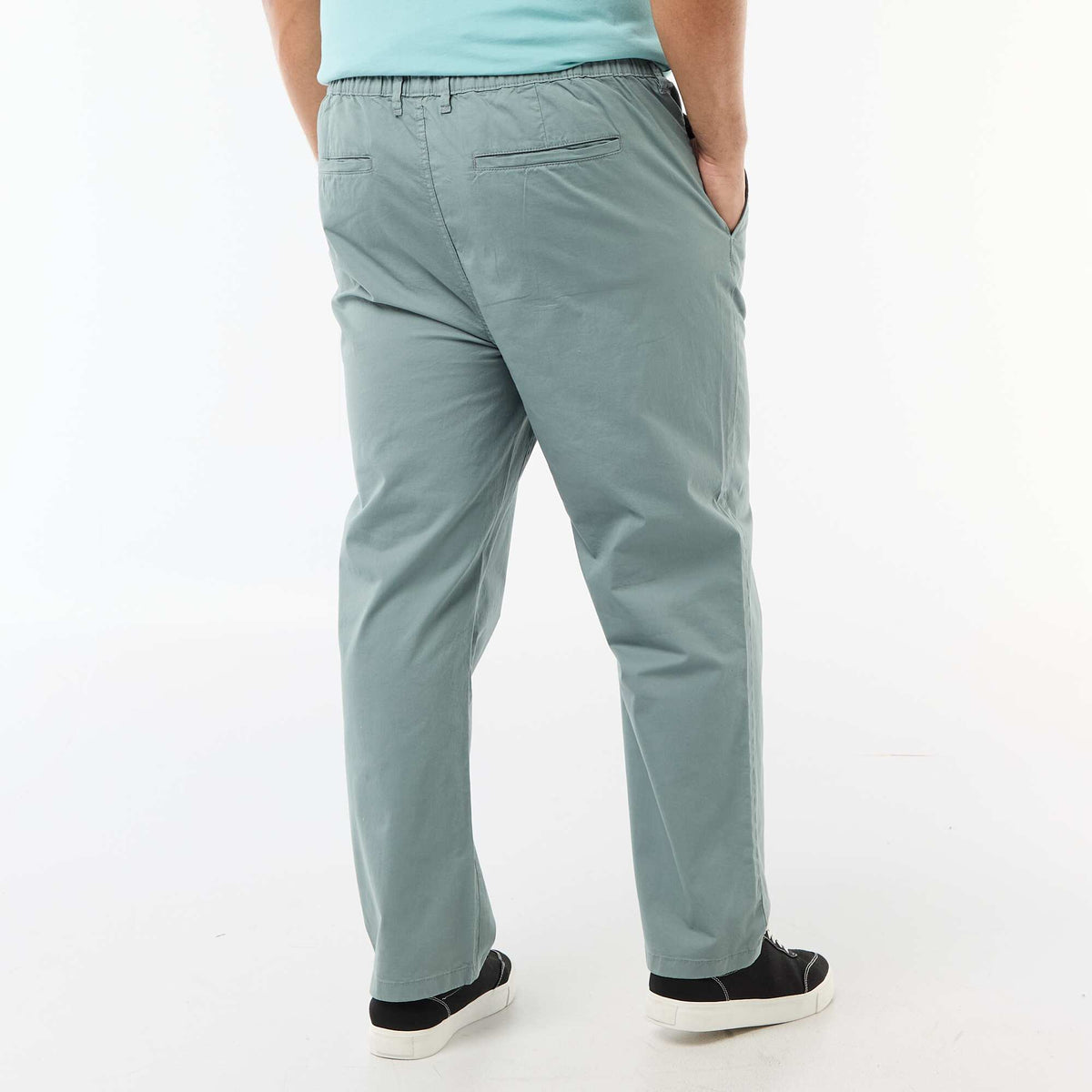 Pantalon chino en twill avec cordons de serrage BLEU