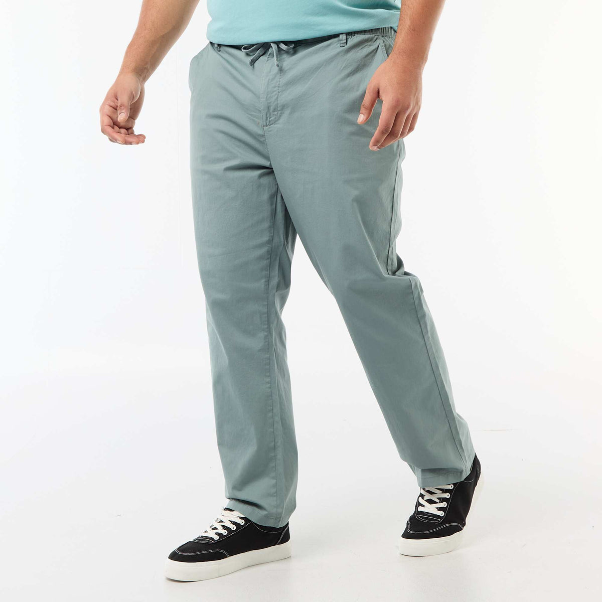 Pantalon chino en twill avec cordons de serrage BLEU