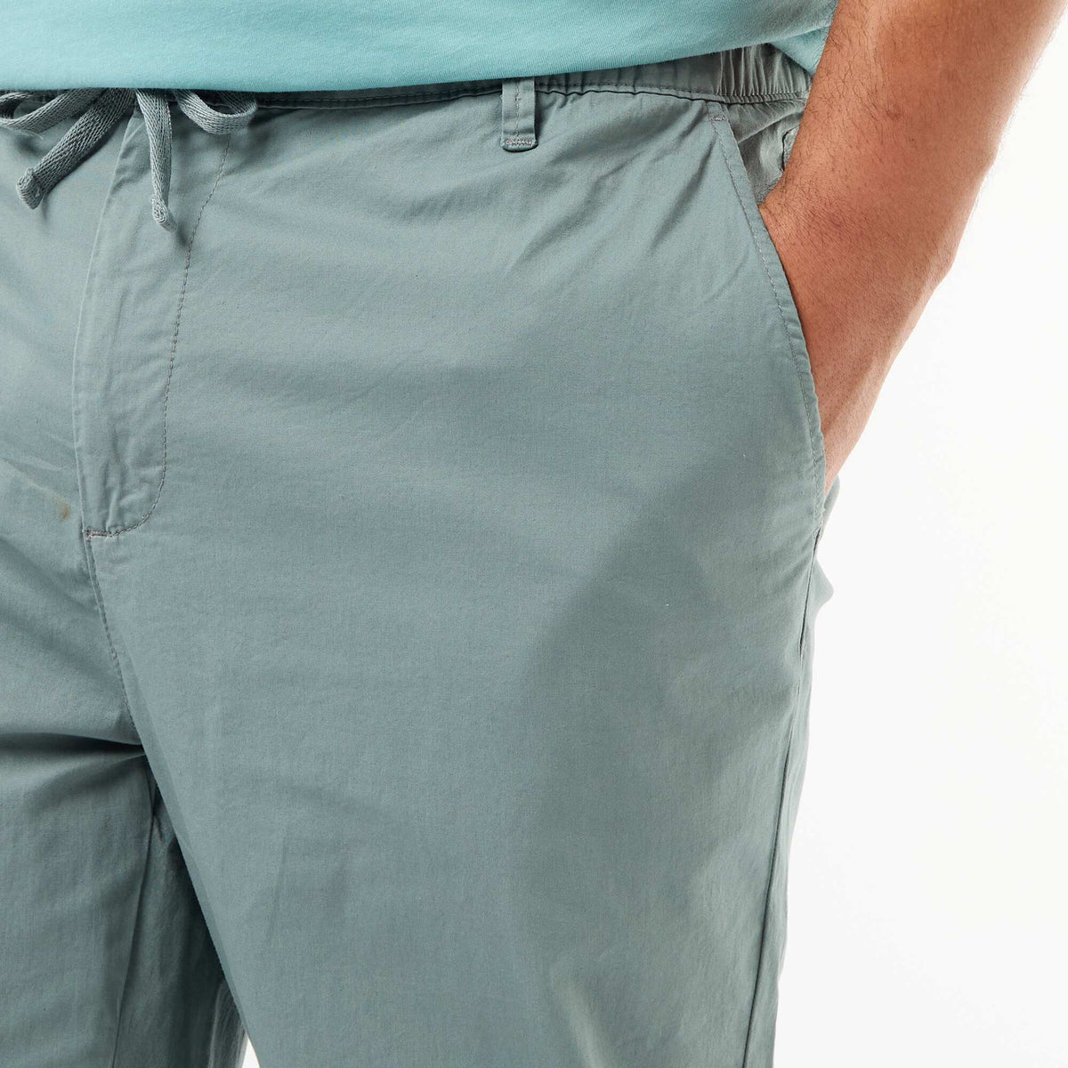 Pantalon chino en twill avec cordons de serrage BLEU