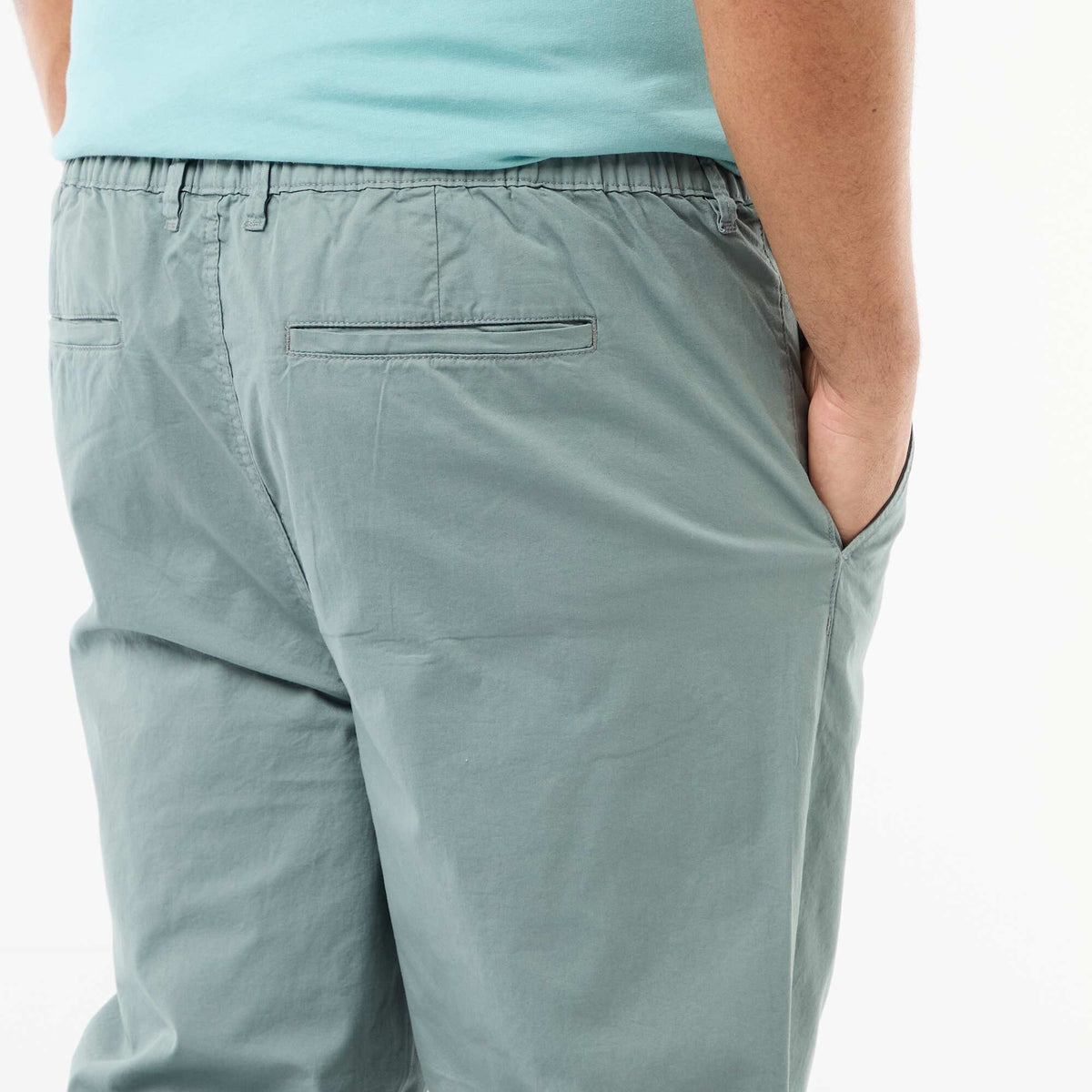 Pantalon chino en twill avec cordons de serrage BLEU