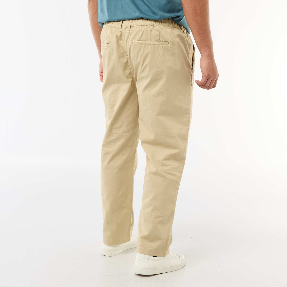 Pantalon chino en twill avec cordons de serrage BEIGE