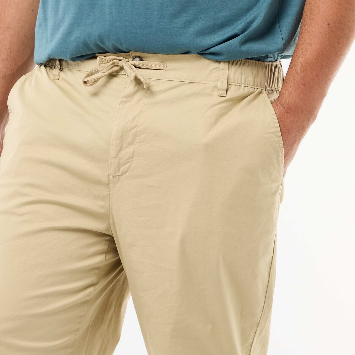 Pantalon chino en twill avec cordons de serrage BEIGE