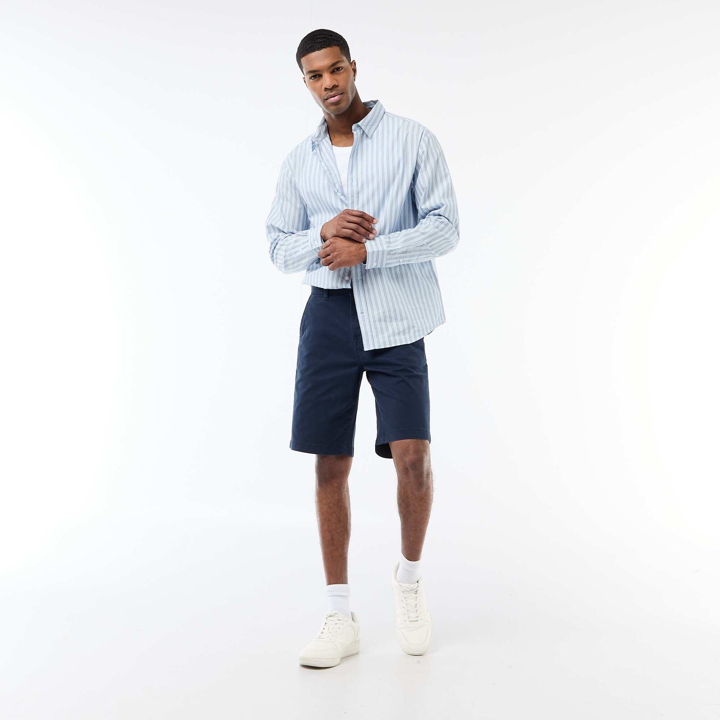 Bermuda chino uni en twill BLEU