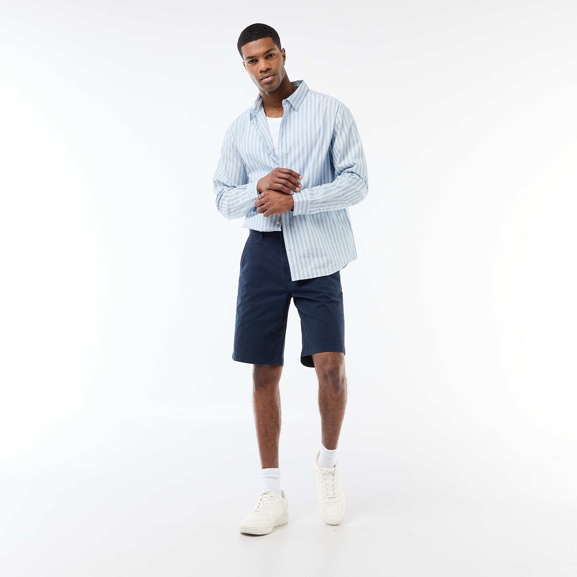 Bermuda chino uni en twill BLEU