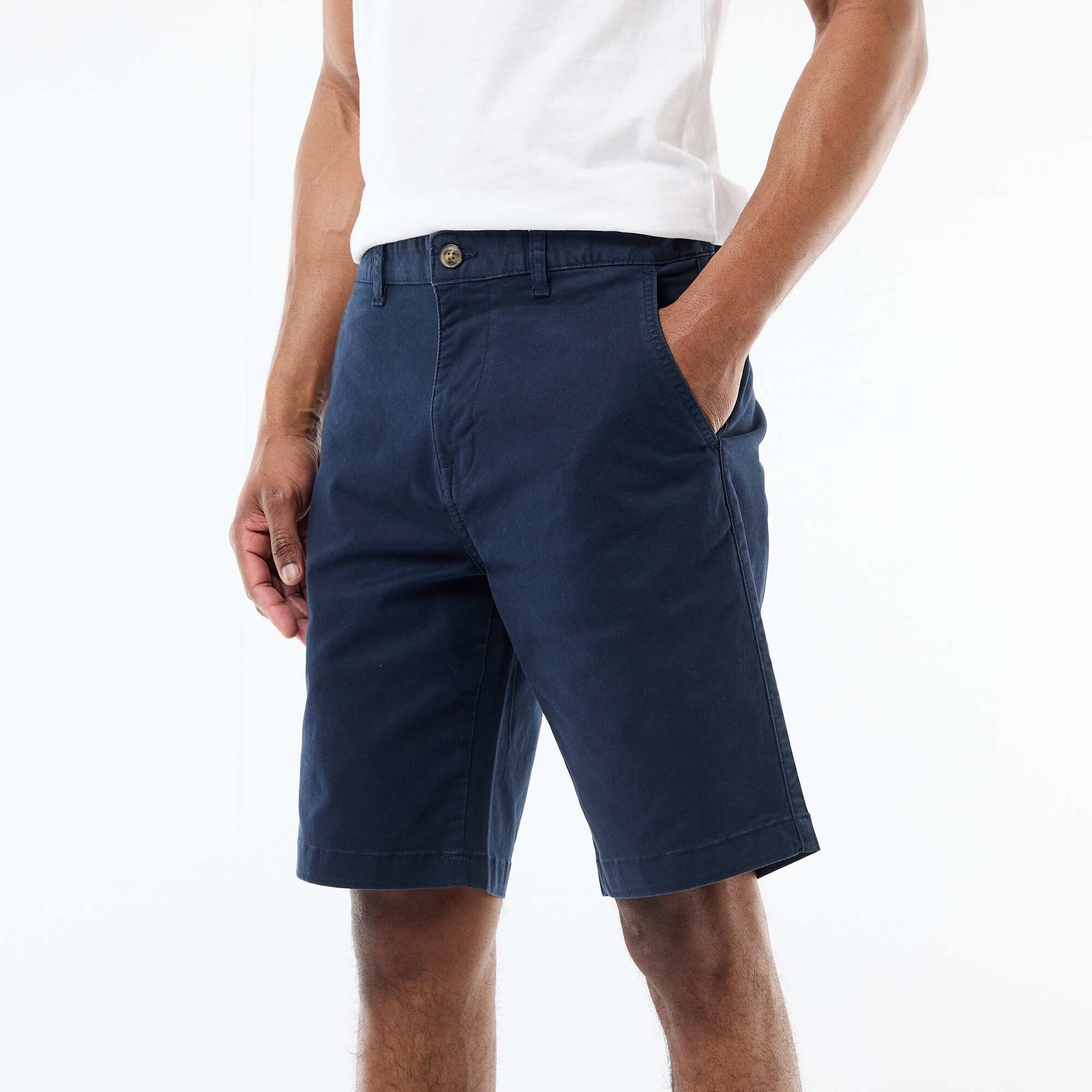 Bermuda chino uni en twill BLEU