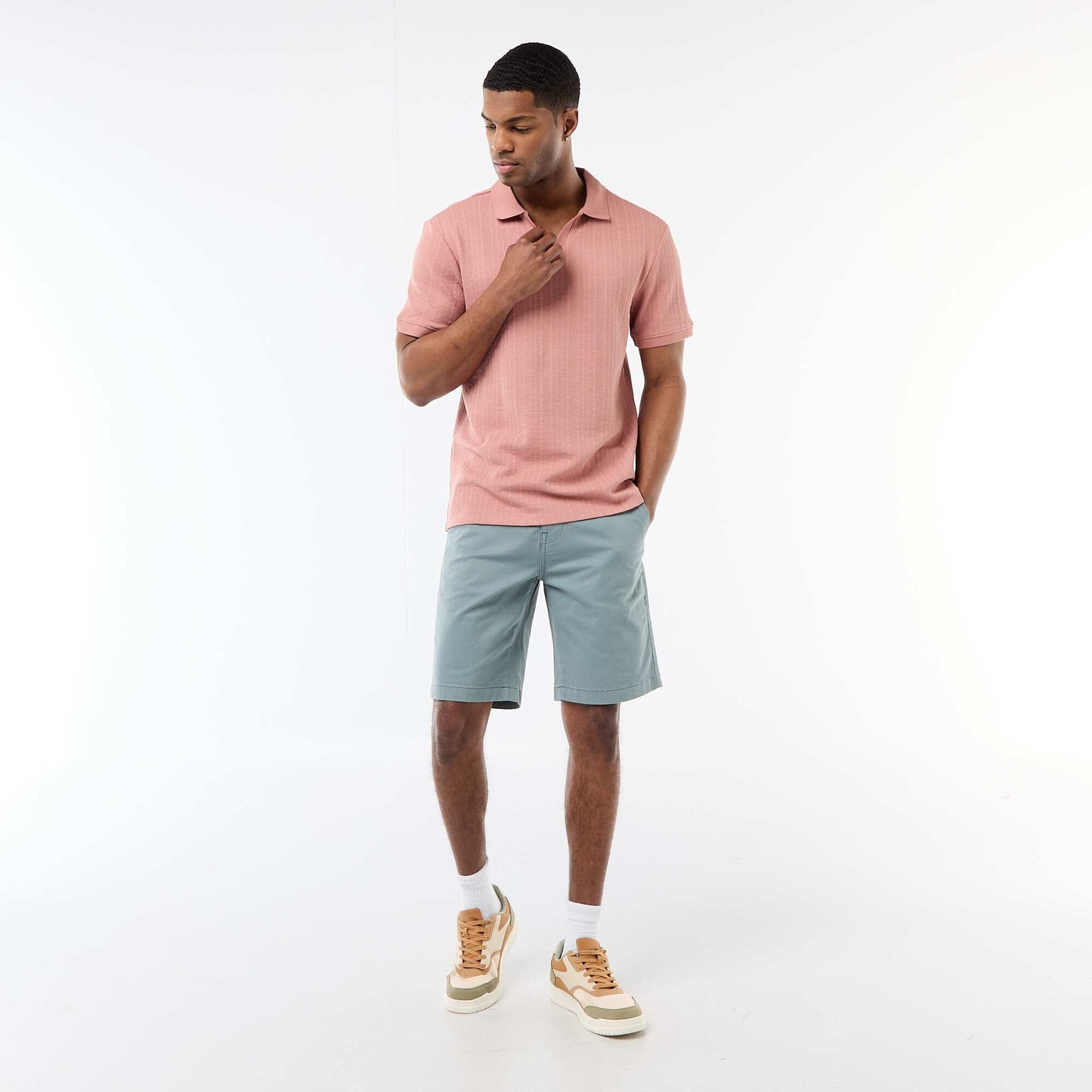 Bermuda chino uni en twill BLEU