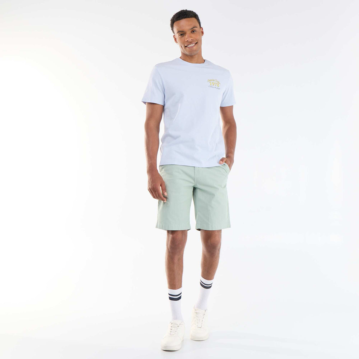 Bermuda chino uni en twill VERT