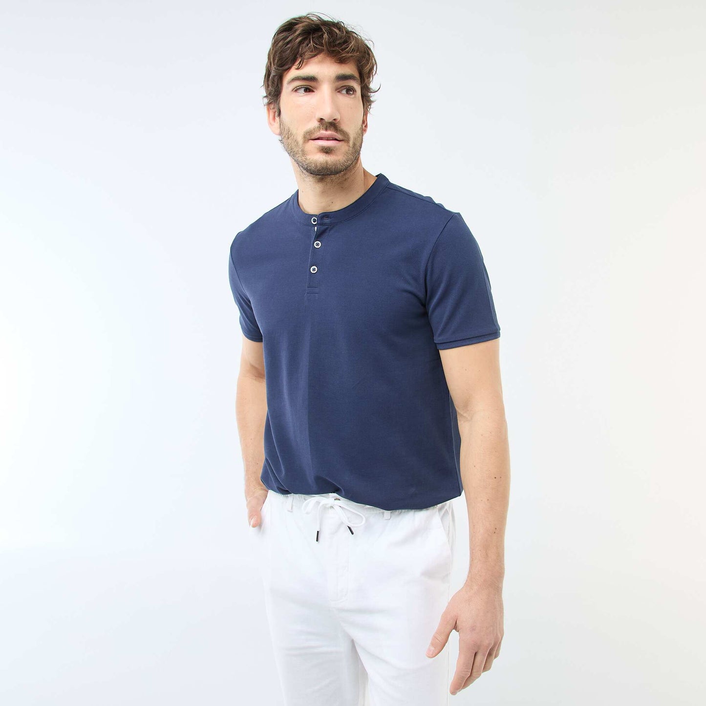 Polo col mao BLEU MARINE
