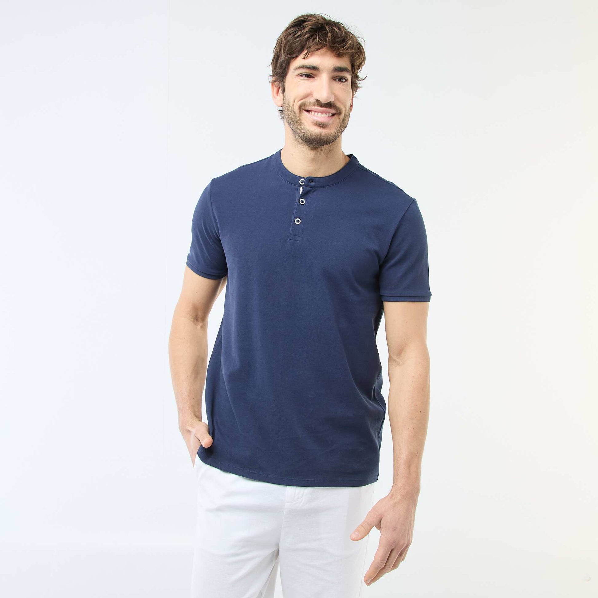 Polo col mao BLEU MARINE