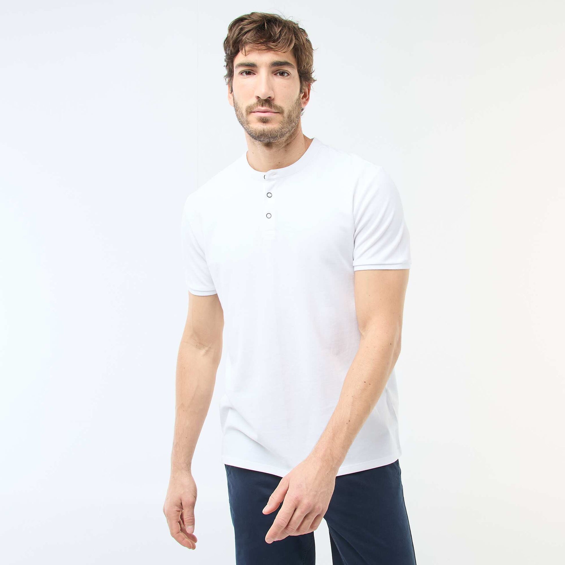 Polo col mao BLANC