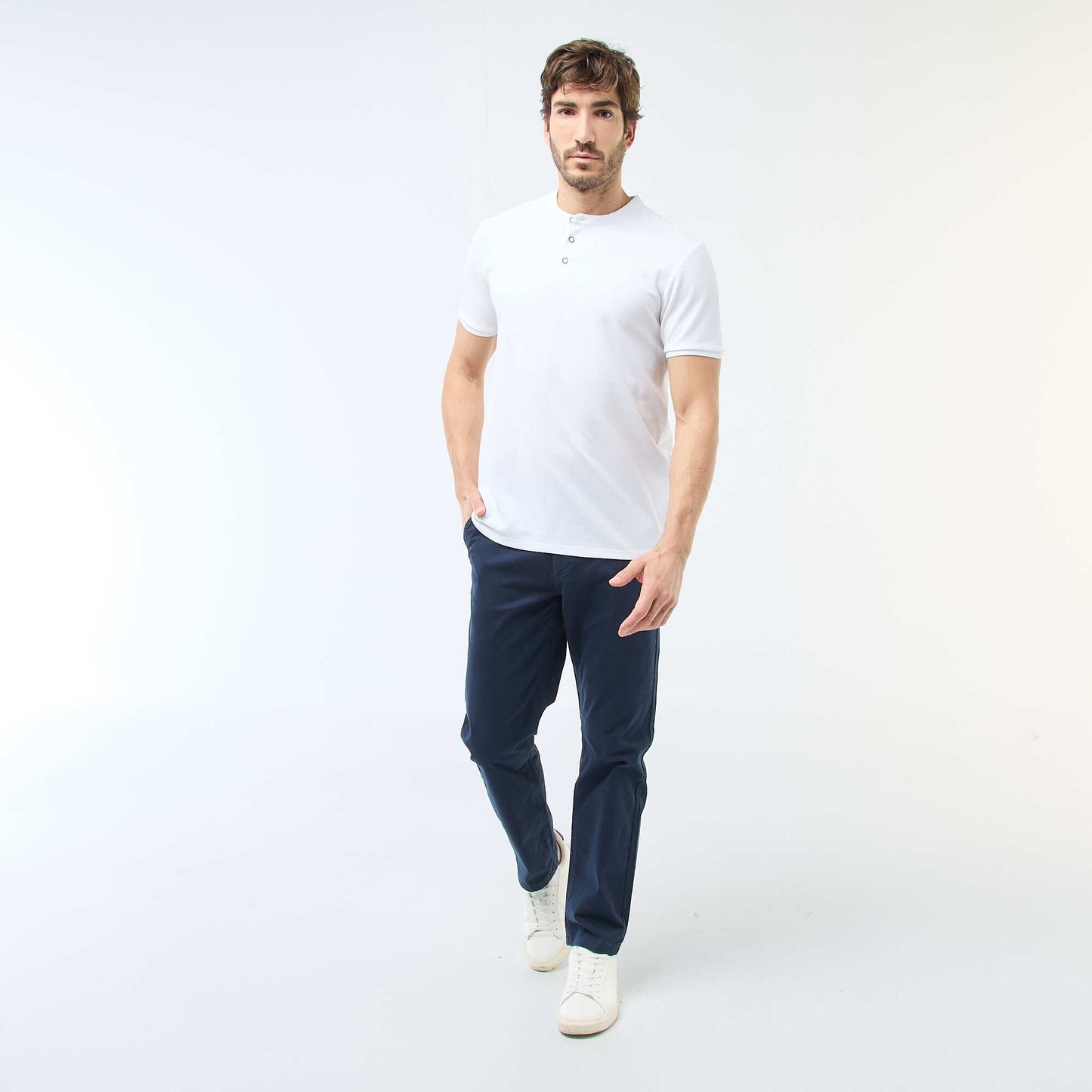 Polo col mao BLANC