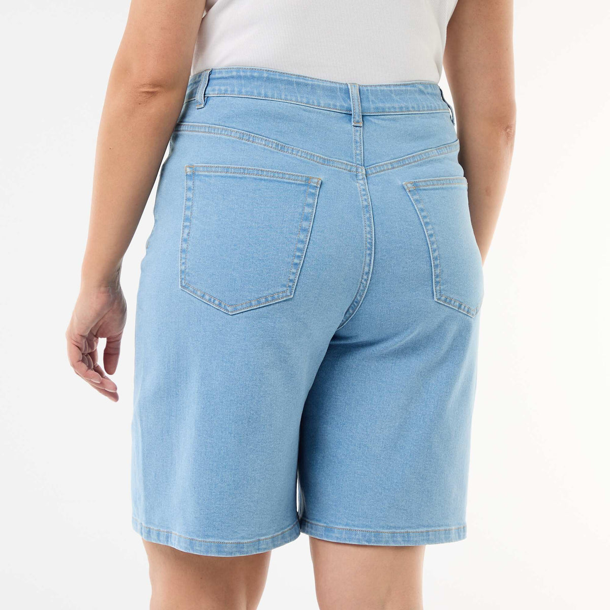 Bermuda en denim taille haute BLEU