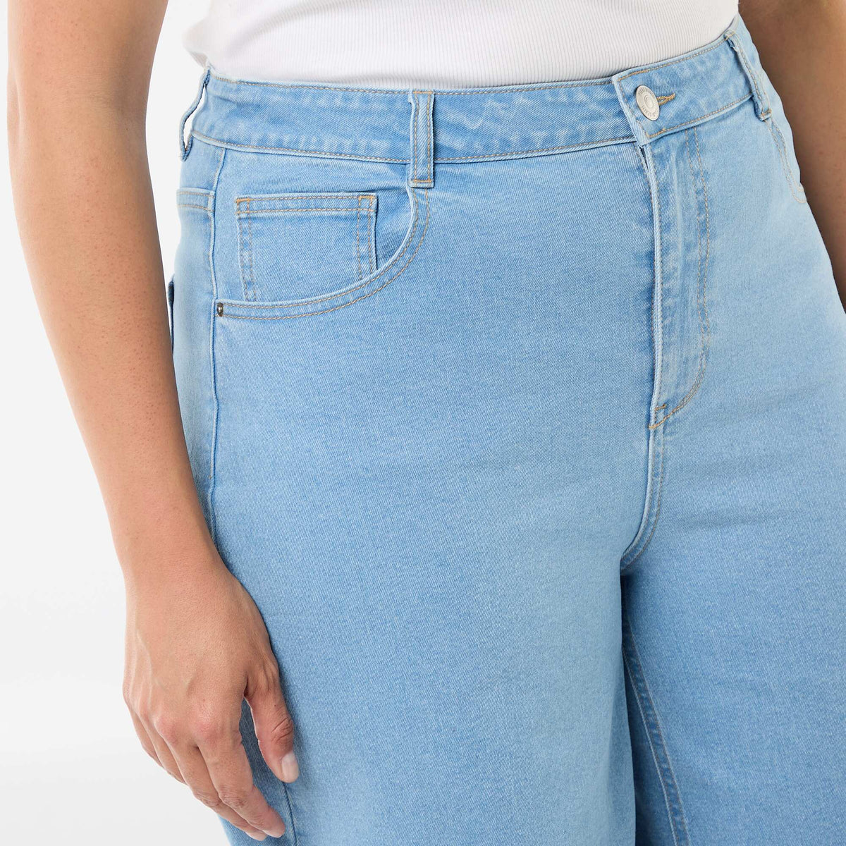 Bermuda en denim taille haute BLEU