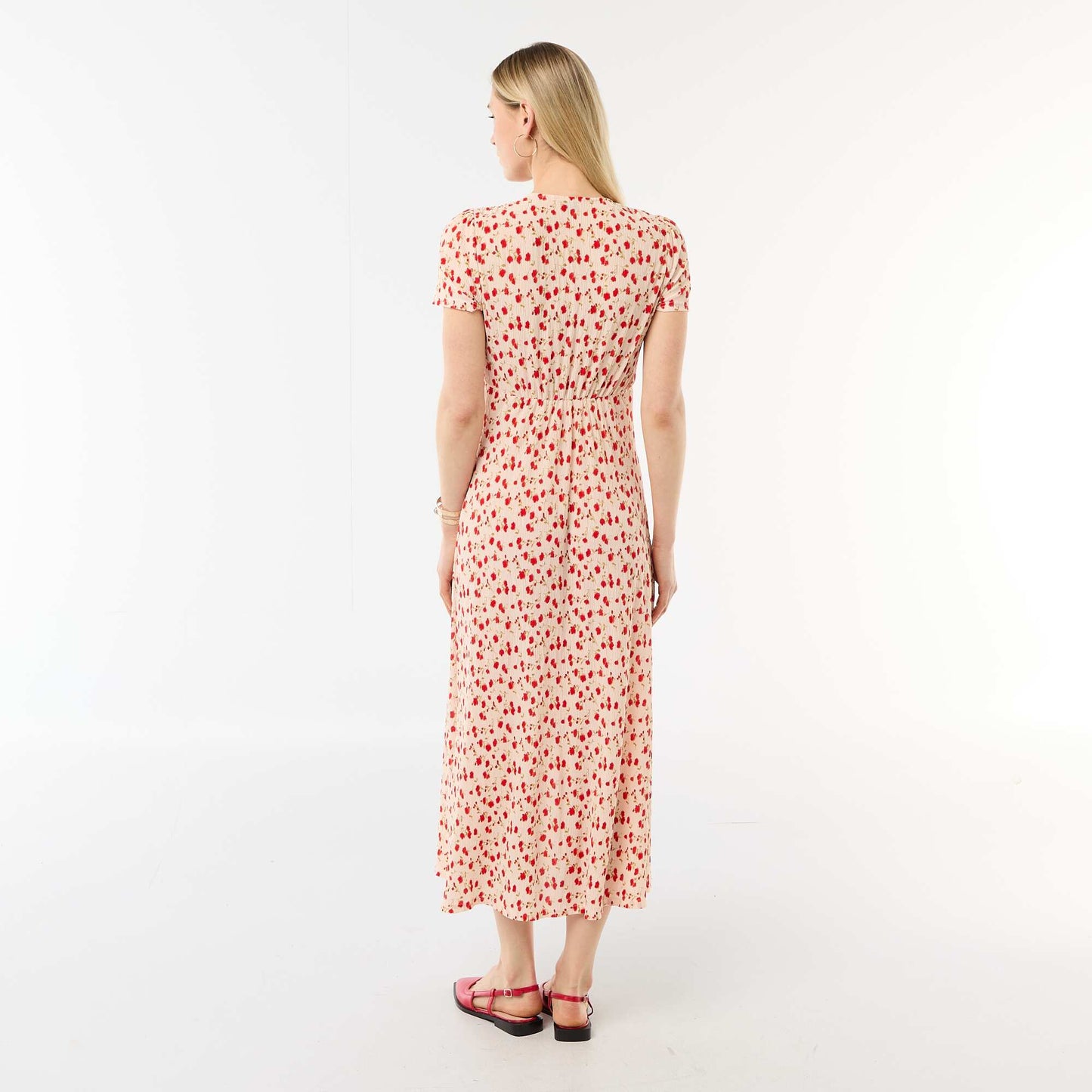 Robe longue imprimée all-over fine BLANC