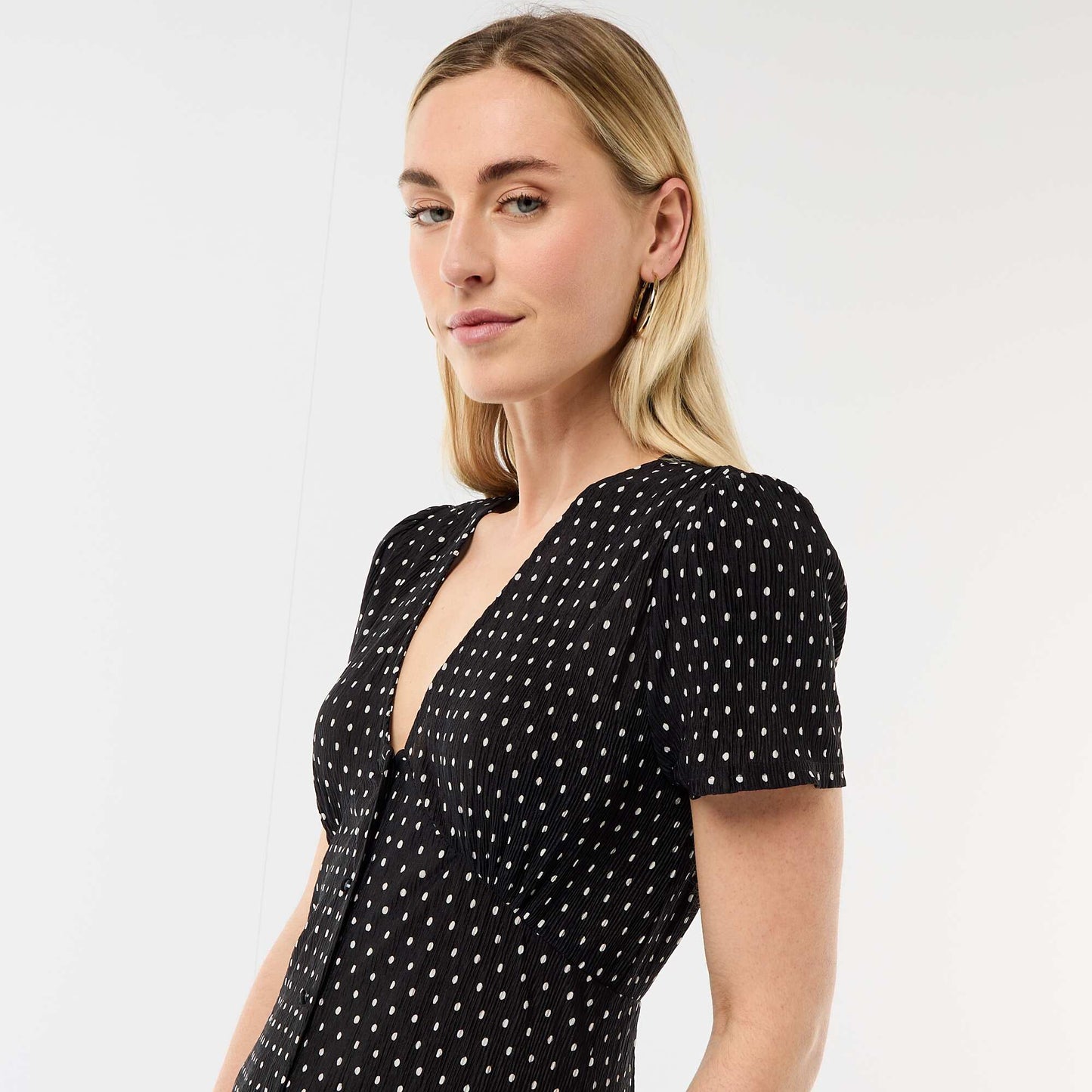 Robe longue imprimée all-over fine NOIR