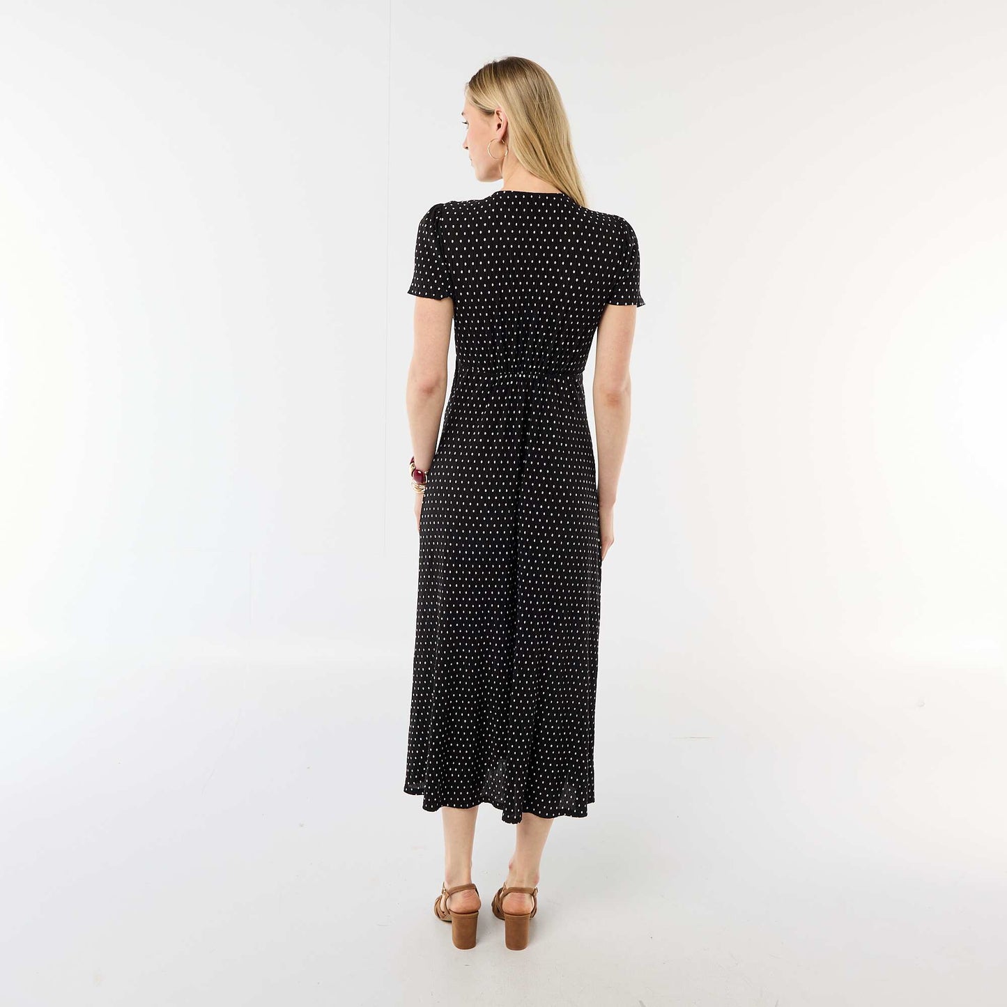 Robe longue imprimée all-over fine NOIR