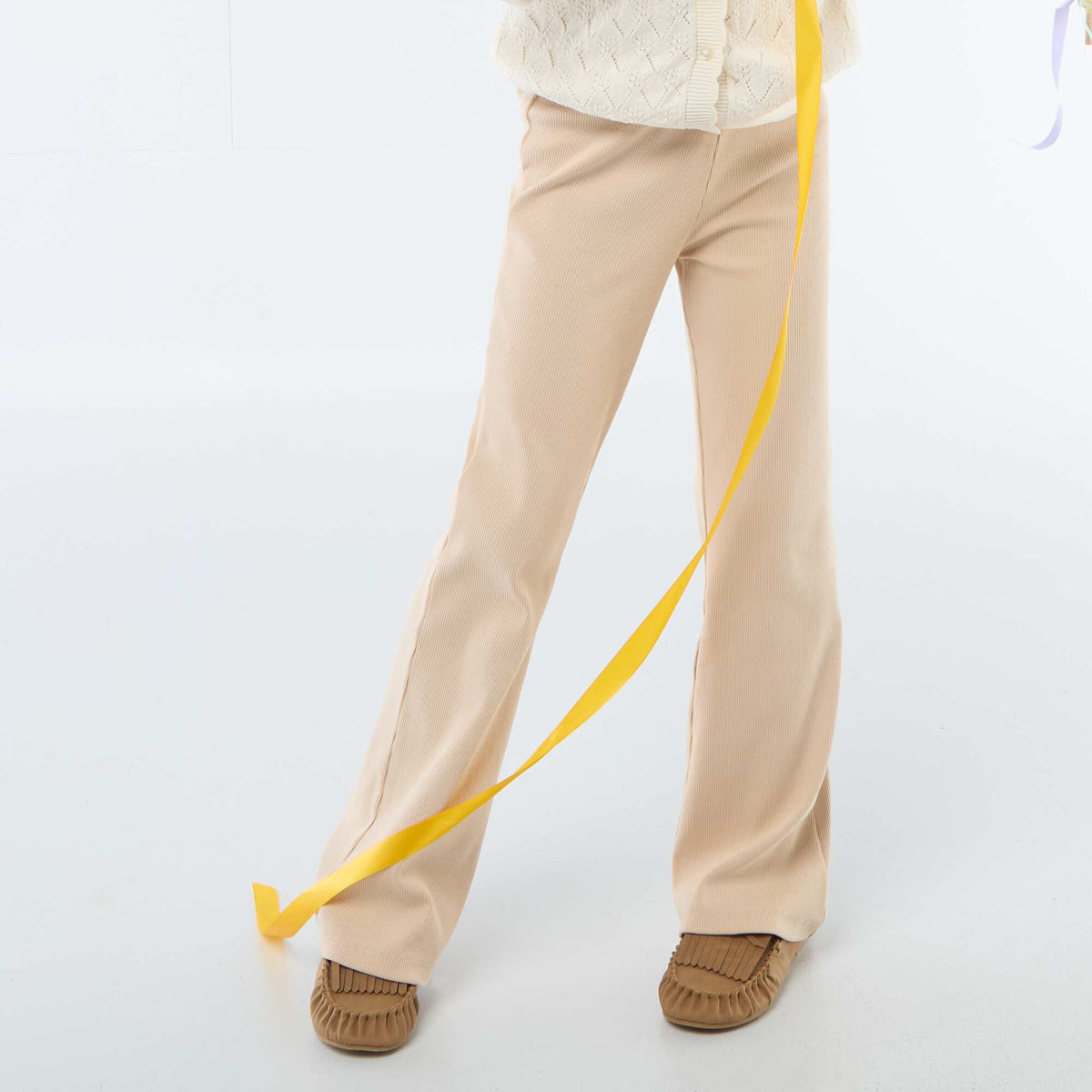 Legging flare côtelé BEIGE