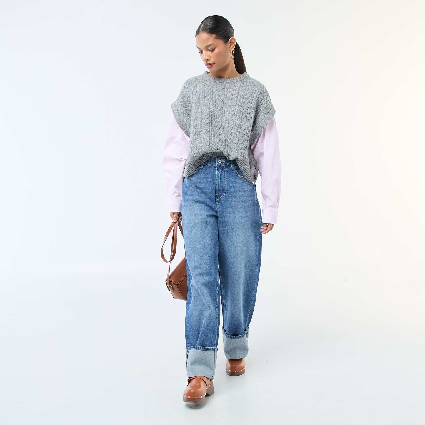 Pull effet 2-en-1 pull + chemise GRIS