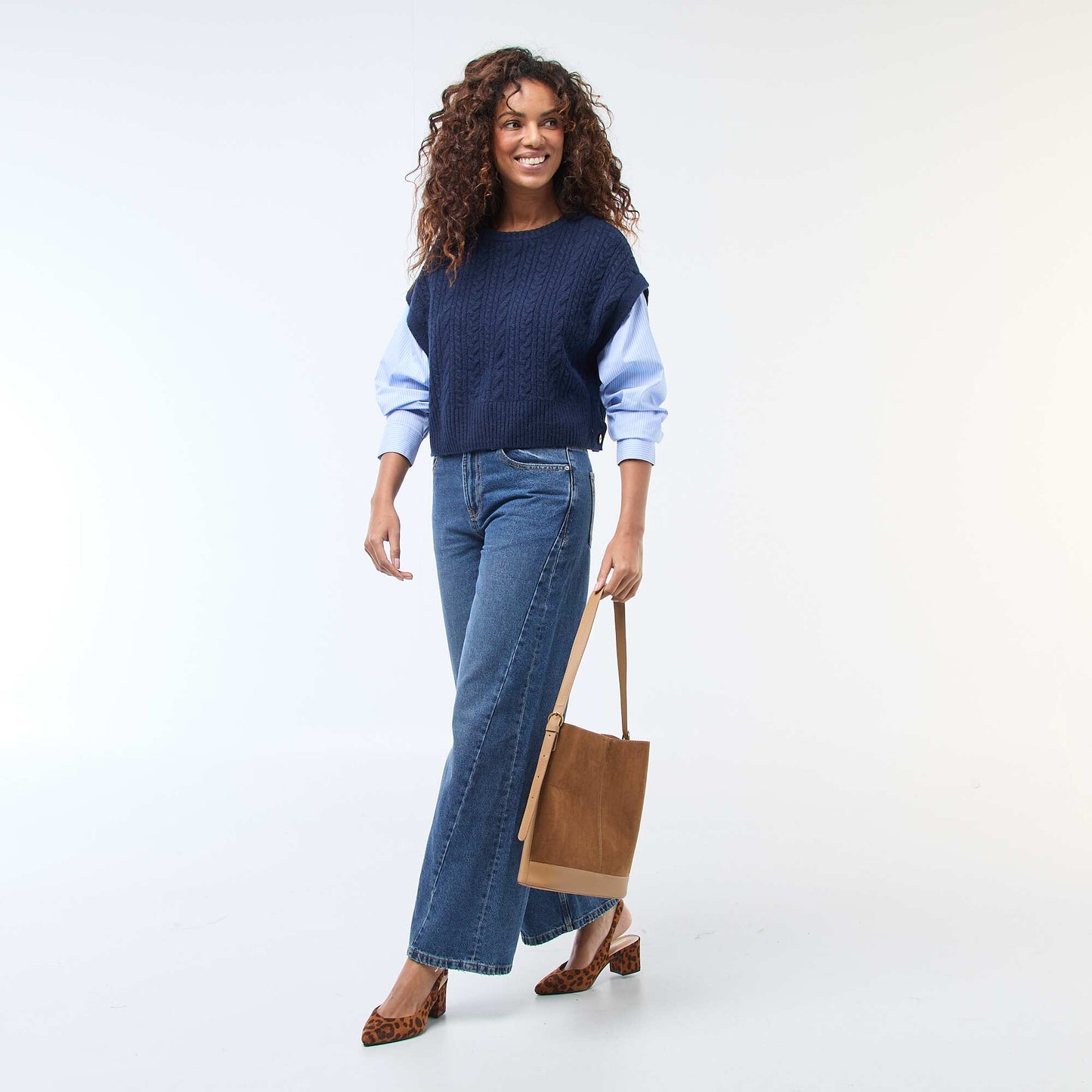 Pull effet 2-en-1 pull + chemise BLEU