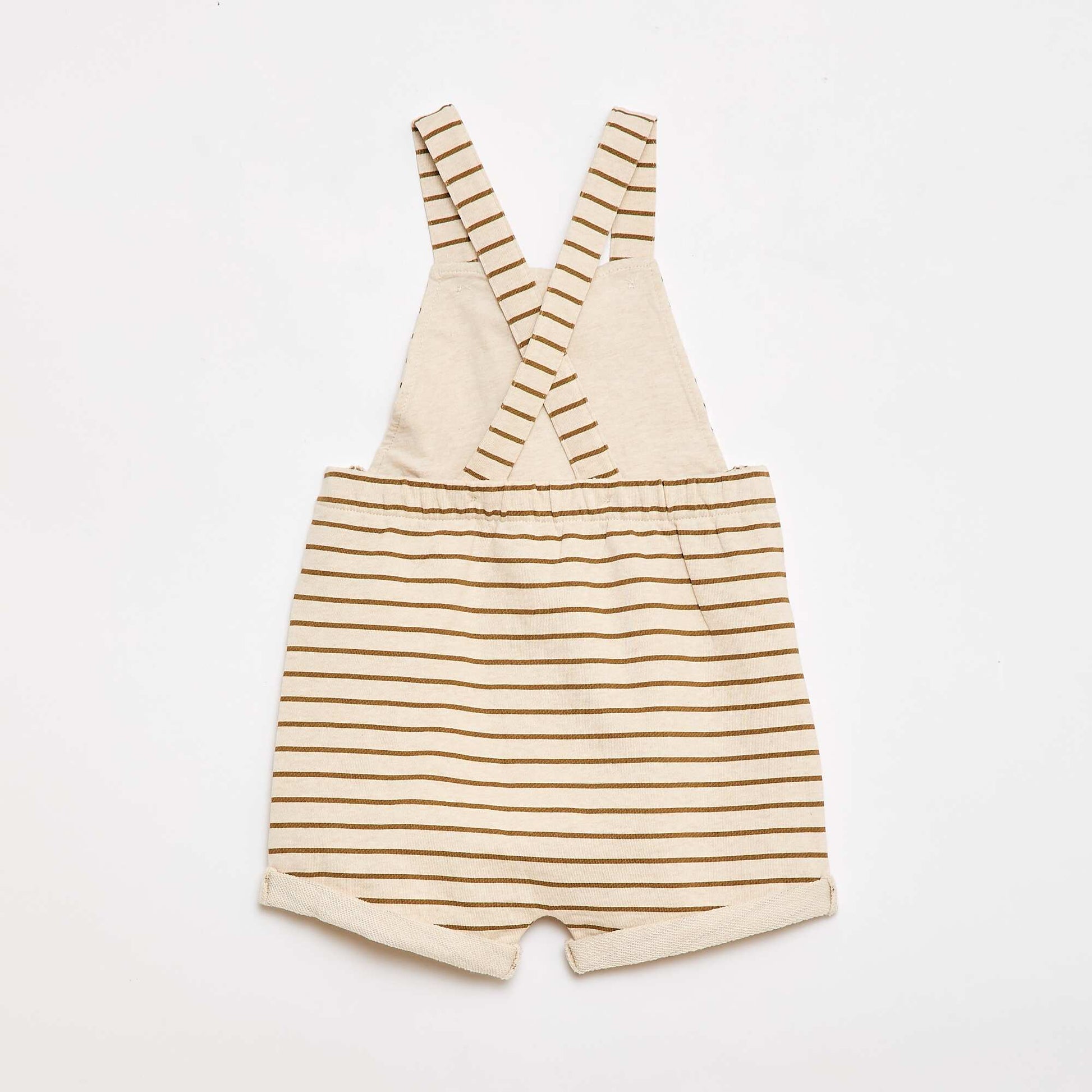Salopette courte en molleton non gratté avec bretelles en coton BEIGE